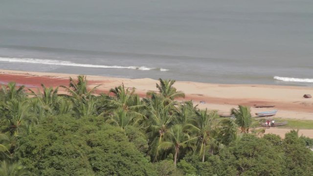 India beach scenics, waves break on the beaches of Muttom, India.