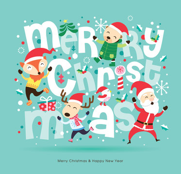 Santa Claus & friends Christmas card