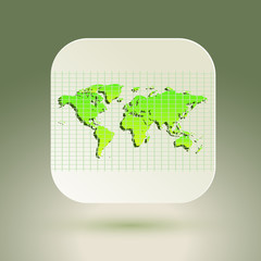 Map icon for application on air background. Grid. Vector illustration.