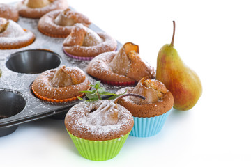 sweet muffins with pears