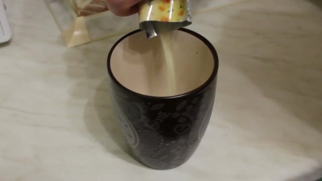 instant soup in a brown mug
