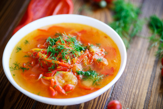 soup of sweet peppers and tomatoes
