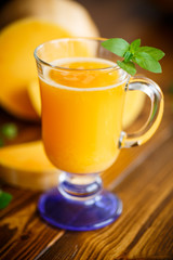 Fresh pumpkin juice in a glass