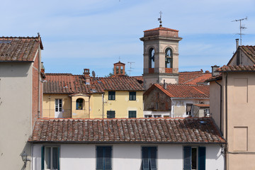 Town of Lucca, a medieval city and comune in Tuscany, Central Italy, on the Serchio, in a fertile...