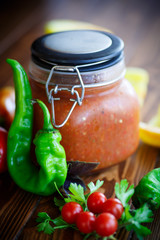 Adjika sauces from fresh vegetables