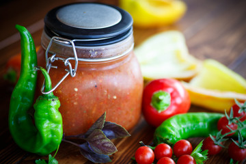 Adjika sauces from fresh vegetables