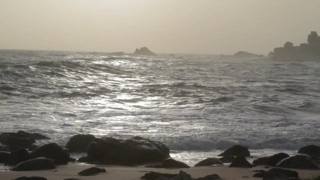 Waves break on the beaches of Muttom in India.