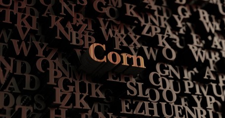 Corn - Wooden 3D rendered letters/message.  Can be used for an online banner ad or a print postcard.