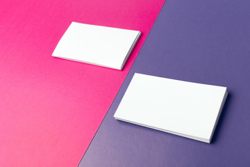 Business cards Mockup on two color background