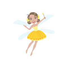 Cute Fairy In Yellow Dress Girly Cartoon Character