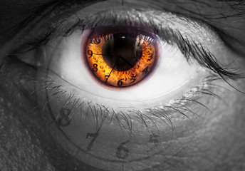 Naklejka premium Watch in an eye as a concept of time passing for human
