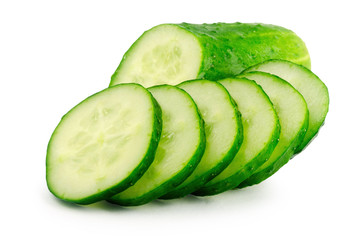 appetizing green cucumber isolated on a white background