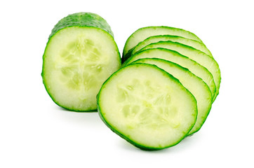 appetizing green cucumber isolated on a white background