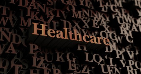 Healthcare - Wooden 3D rendered letters/message.  Can be used for an online banner ad or a print postcard.