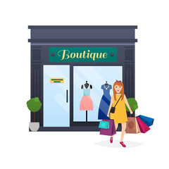 I love shopping. Woman shopping and holding bags. Fashion boutiq
