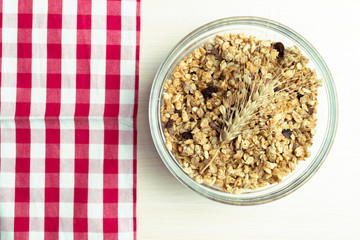 healthy breakfast on a wooden background