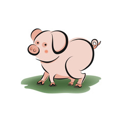 Obraz na płótnie Canvas Ilustración de un cerdo sobre fondo blanco