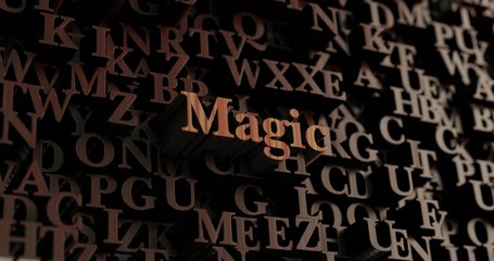 Magic - Wooden 3D rendered letters/message.  Can be used for an online banner ad or a print postcard.