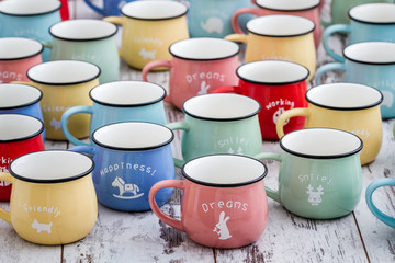 Colorful Ceramic Mugs with Enamel Look