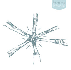 Hand drawn vector top teamwork collaboration.