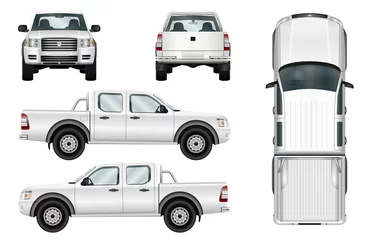 Deurstickers Pickup truck vector template isolated car on white background. All elements in groups on separate layers. © Yuri Schmidt