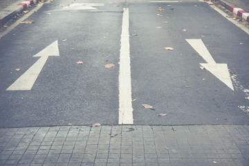 Forward signs on the road Forward and right signs on the road