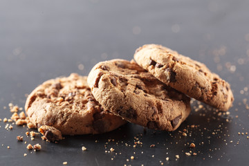 Homemade cookies on a black background
