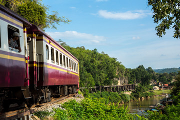 Fototapeta premium View of nature and Railroad tracks in Thailand