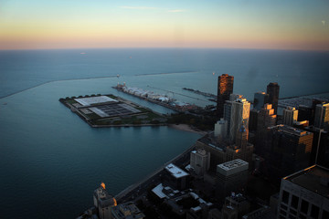 City of Chicago panorama on the coast of Michgan Lake, USA