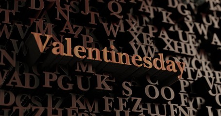 Valentinesday - Wooden 3D rendered letters/message.  Can be used for an online banner ad or a print postcard.