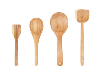 Wooden Spoon set Isolated on White Background
