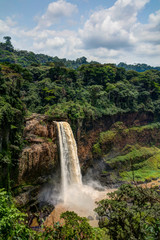 Panorama of main cascade of Ekom waterfall, Cameroon - 124337718