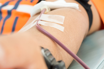 close up blood donation