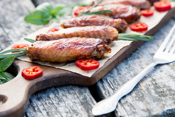 Baked spicy chicken wings in the Asian style