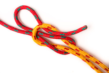 slipped reef knot on white background