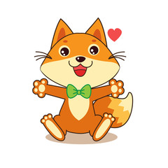 Cute Funny Fox. Cheerful Character. Cartoon Vector Funny Fox Memes. Baby Animals. Funny Fox Shirt.