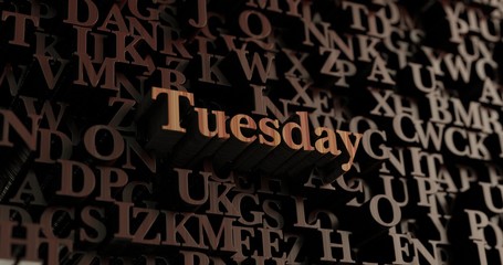 Tuesday - Wooden 3D rendered letters/message.  Can be used for an online banner ad or a print postcard.