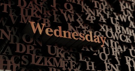 Wednesday - Wooden 3D rendered letters/message.  Can be used for an online banner ad or a print postcard.