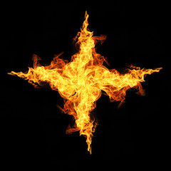 Fototapeta premium Fire flames collection isolated on black background