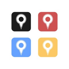 Colorful Set of Rounded Square Map Marker Logo or Icon