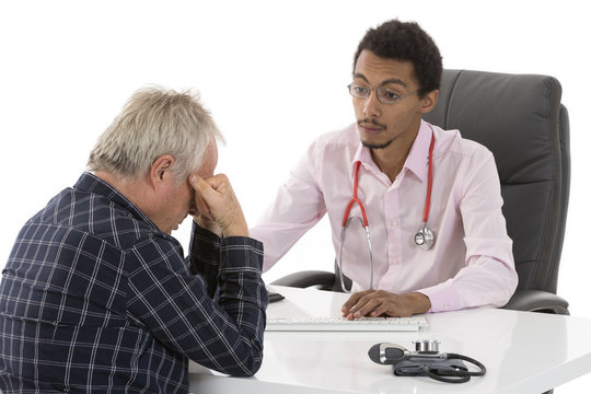 Male patient tells the doctor about his depression