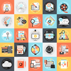 Flat icons set of SEO tools