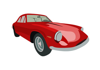 Vintage red car, vector illustration