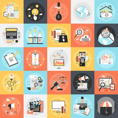 Flat icons set of banking and finance