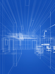 Obraz premium sketch design of interior hall