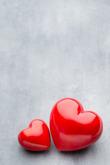 Fototapeta premium Red heart on the gray metal background.