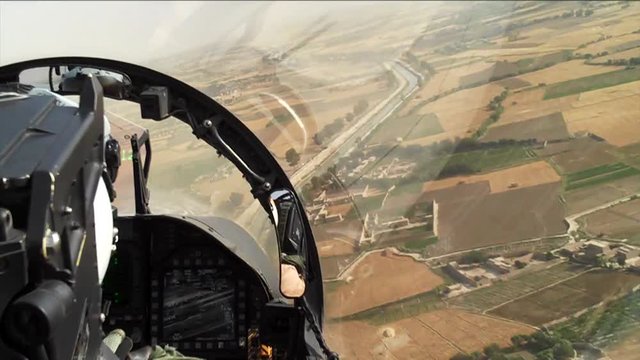 POV Fighter Jet In Flight, Shot From Cockpit With Natural Audio.