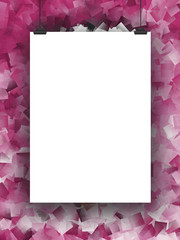 Single Blank frame on pink abstract art illustration background