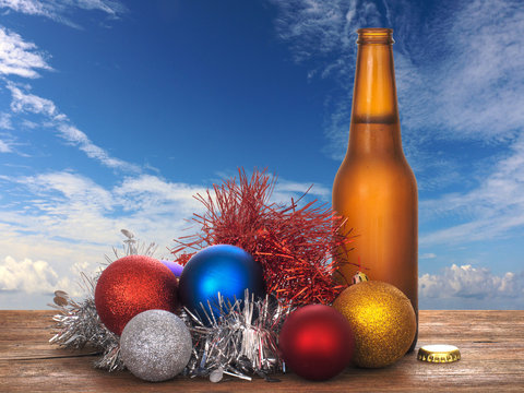 Christmas Cheer - Cold Beer And Baubles, Sunshine Sky. Australia Maybe!