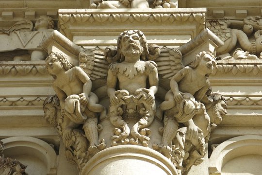 Detail from the Baroque Basilica di Santa Croce in Lecce, Italy
